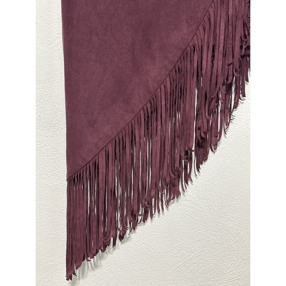 VTG Express Asymmetrical Fringe Mini Midi Skirt 4 Plum City Boho Country Western - Picture 3 of 12